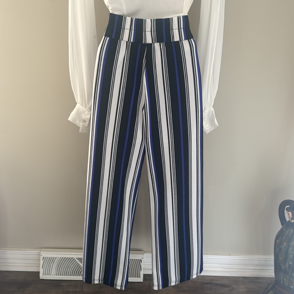 EST 1946 size S multi-color vertical stripes wide leg pants  with elastic waist - Picture 2 of 11